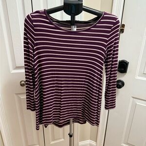 Old Navy Purple and Cream Striped Long Sleeve Top
